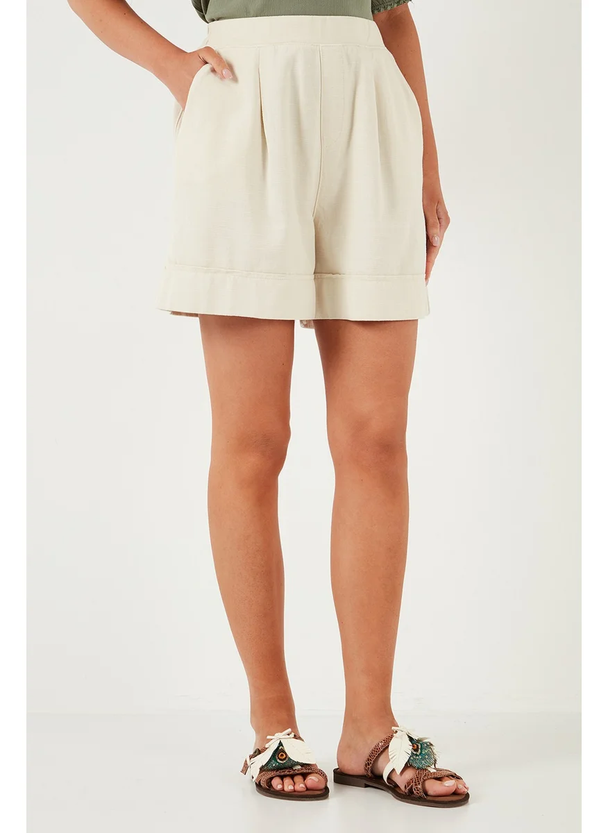 Lela Cotton Standard Fit High Waist Seam Detailed Shorts Women's Shorts 668YP4921