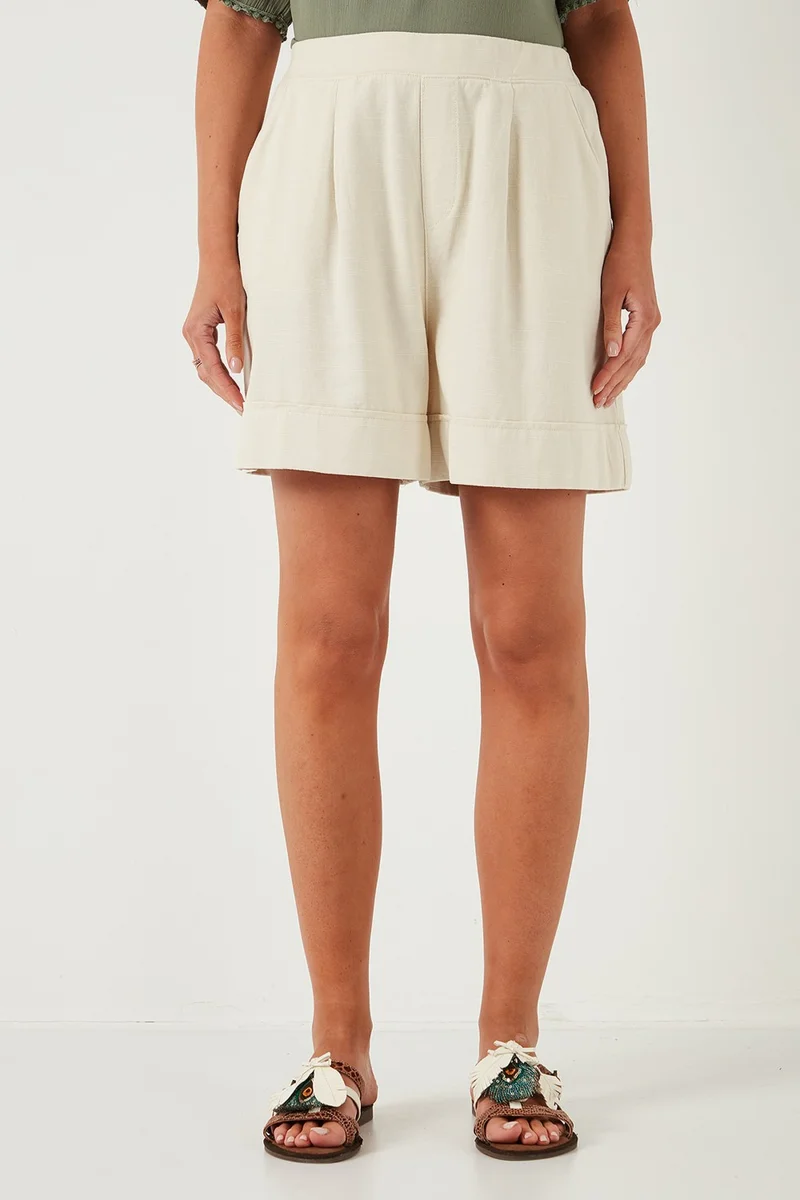 Lela Cotton Standard Fit High Waist Seam Detailed Shorts Women's Shorts 668YP4921