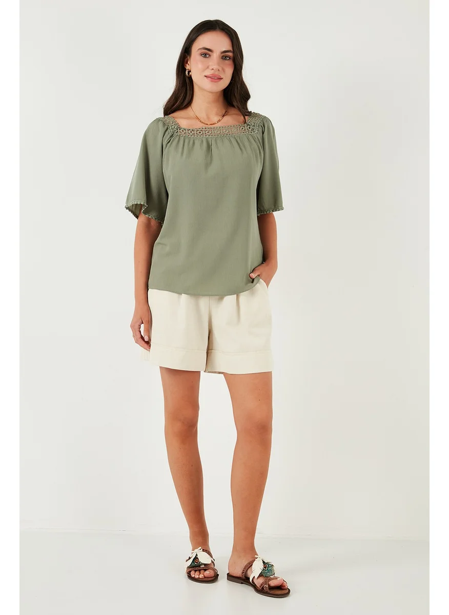 Lela Cotton Standard Fit High Waist Seam Detailed Shorts Women's Shorts 668YP4921