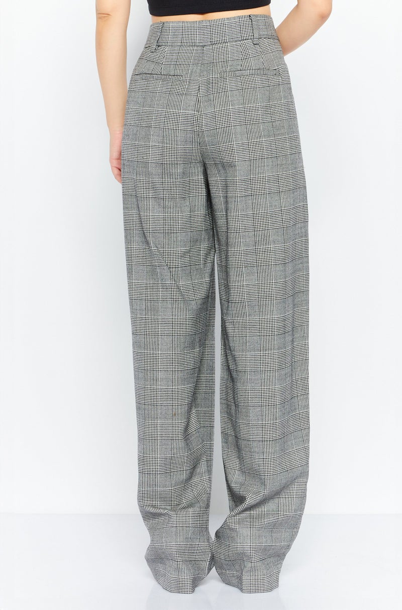 Michael Kors Women Regular Fit Plaid Dress Pants, Grey  - Image 4