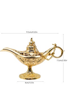 SYOSI Vintage Legend Aladdin Magic Genie Lamp, Metal Carved Wishing Light for Home Wedding Party Tabletop Decoration Delicate Gift, Small Gold  - Image 3