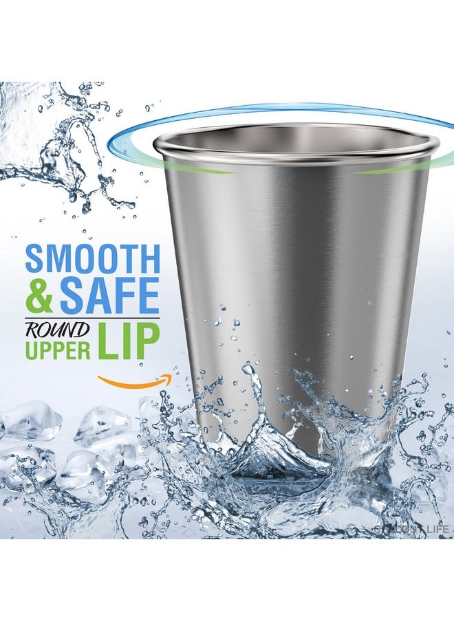 CHILLOUT LIFE - CHILLOUT LIFE Stainless Steel Cups for Kids and Adult 12 oz - Metal Kids Cups stackable for Home & Outdoor Activities, BPA Free Healthy Unbreakable Premium Metal Drinking Pint Glasses (4-Pack) - Image 1