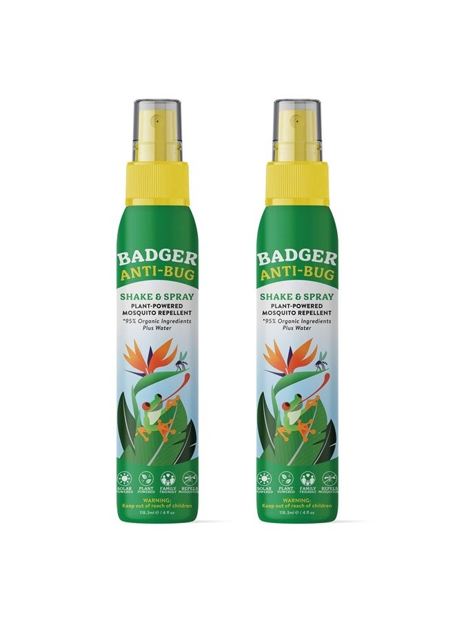 Badger Bug Spray, Non-DEET Mosquito Repellent with Citronella & Lemongrass, Natural Bug Spray for People, Family Friendly Bug Repellent, 4 fl oz (2 Pack)  - Image 1