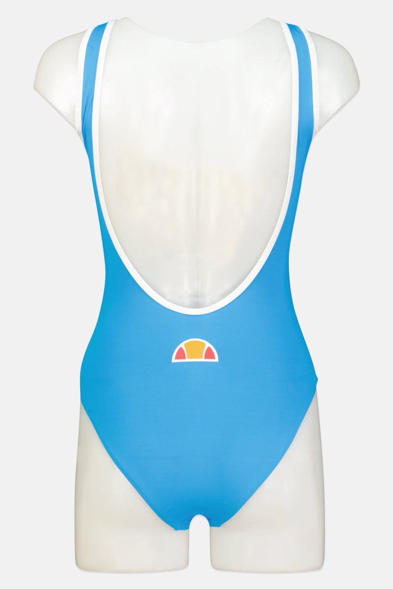 Ellesse Women Brand Logo Lightly Padded One Piece Swimsuit, Blue - Image 2