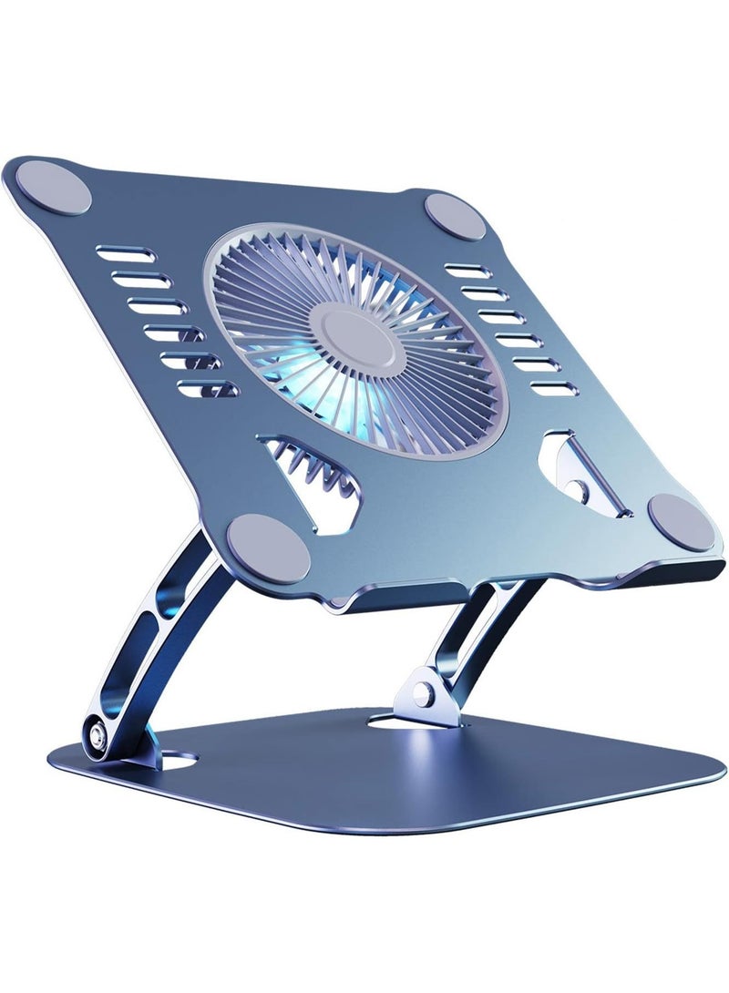 T628 Gaming Laptop Stand with Large Adjustable Cooling Fan and 360-Degree Rotation - Grey - Image 1