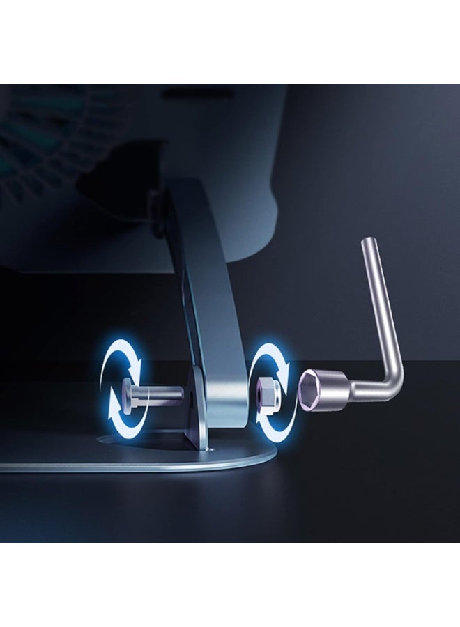 T628 Gaming Laptop Stand with Large Adjustable Cooling Fan and 360-Degree Rotation - Grey - Image 3