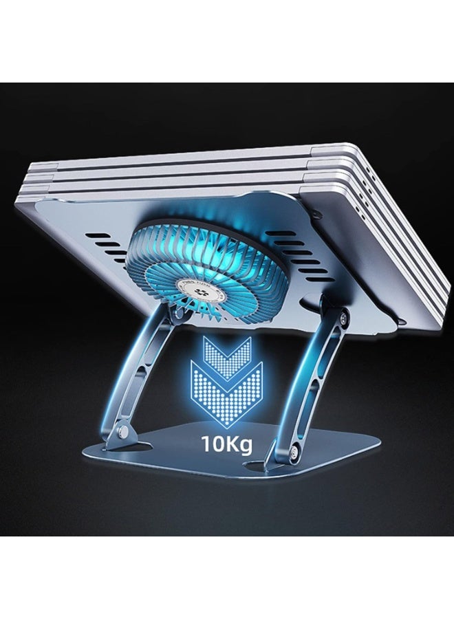 T628 Gaming Laptop Stand with Large Adjustable Cooling Fan and 360-Degree Rotation - Grey - Image 5