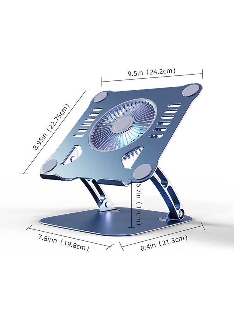 T628 Gaming Laptop Stand with Large Adjustable Cooling Fan and 360-Degree Rotation - Grey - Image 4