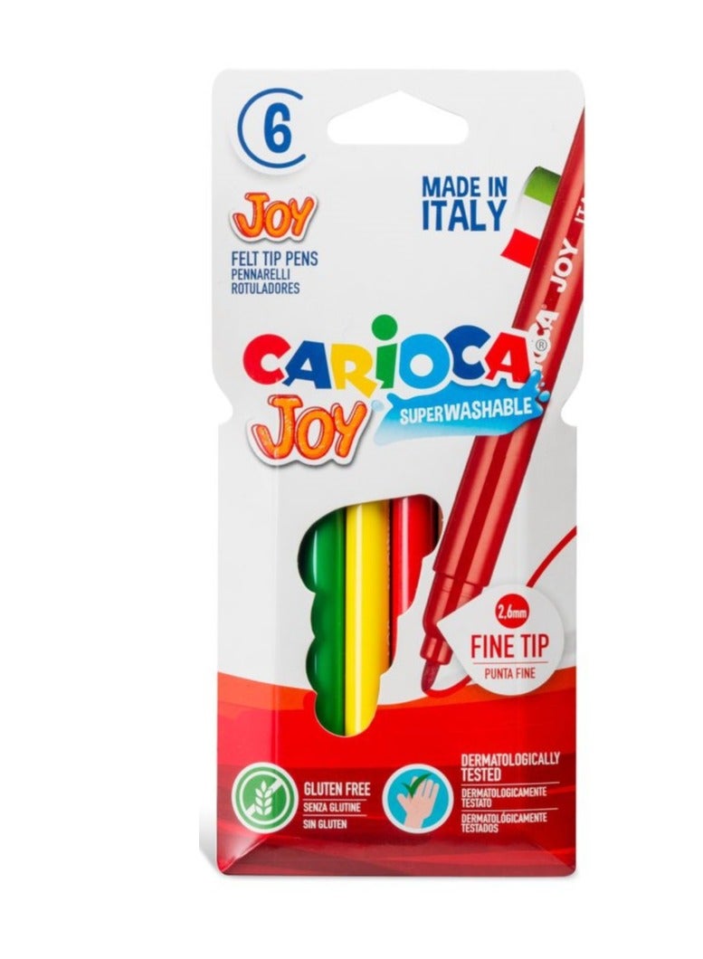Carioca Joy Fibre Tip Pens Markers 6 Colors - No:40549 - Image 1