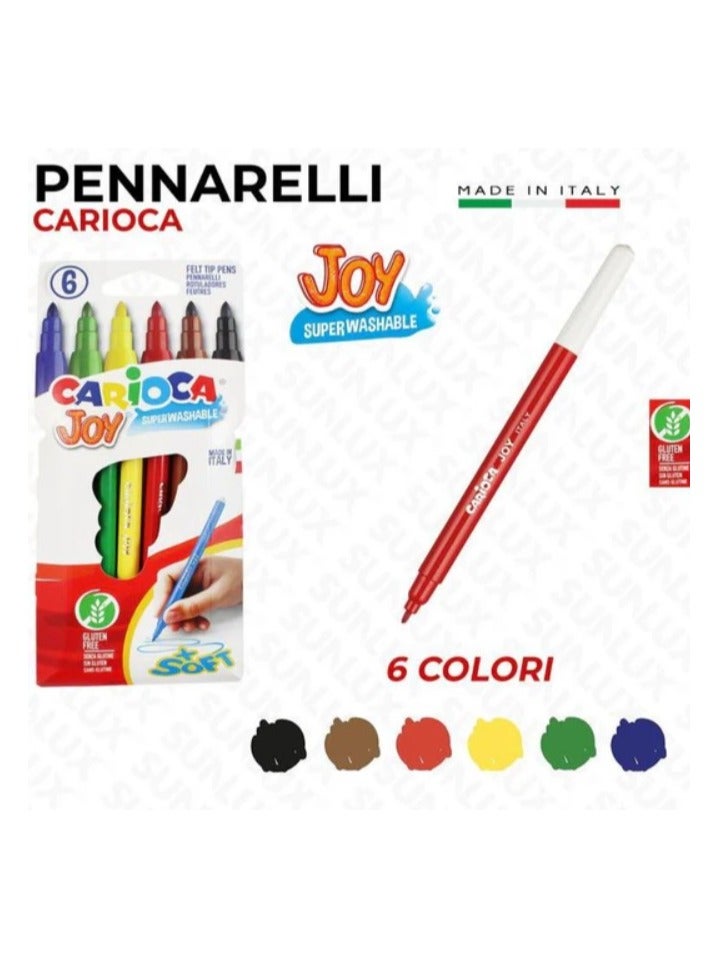 Carioca Joy Fibre Tip Pens Markers 6 Colors - No:40549 - Image 3