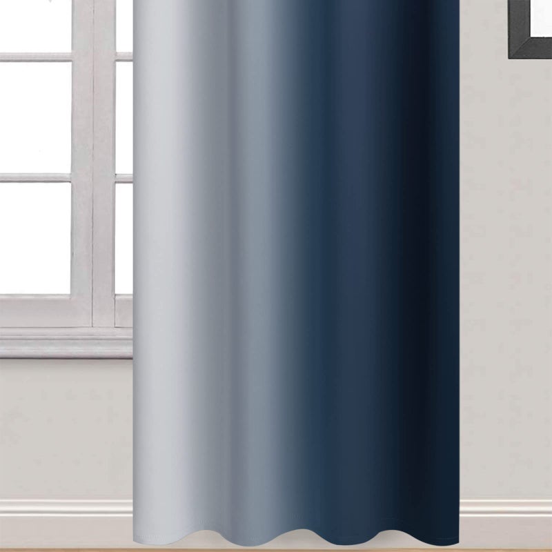 Yakamok Room Darkening Ombre Curtains 84 Inch Length, Navy Blue and Greyish White Thermal Insulated Gradient Color Curtains,Light Blocking Grommet Window Drapes for Bedroom,52 Inch Width,2 Panels - Image 4