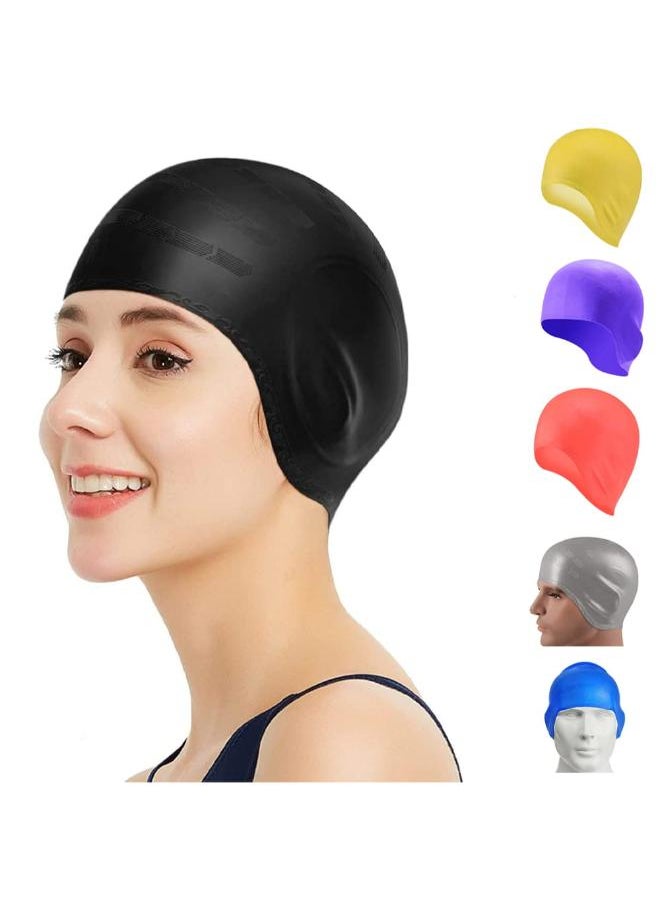 Generic SportQ Premium Swim Caps Cover Ears, Flexible Silicone Swim Caps for Long Hair, Comfortable 3D Design for Men and Women 