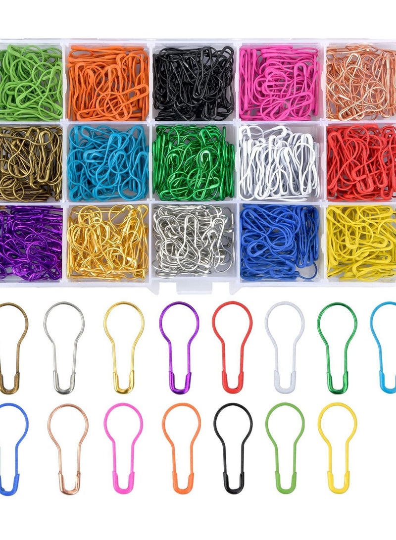 750 Pieces Light Bulb Safety Pins, Pear Shaped Metal Gourd Small Clothing Tag Pins with Storage Box for Clothes Sewing, Craft Making and DIY Projects (15 Colors) - Image 1
