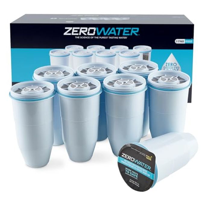 ZeroWater Official Replacement Filter - 5-Stage 0 TDS Filter Replacement - System IAPMO Certified to Reduce Lead, Chromium, and PFOA/PFOS, 8-Pack