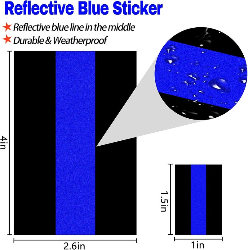Creatrill Reflective Police Thin Blue Line Bumper Decals (2 Pack, 4" x 2.6") & License Plate Vinyl Stickers (4 Pack, 1.5" x 1") Bundles Compatible with Cars & Trucks, Window, Honoring Police Law Enforcement - Image 2