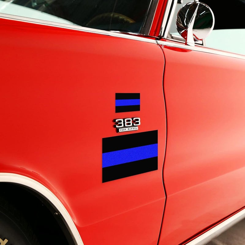 Creatrill Reflective Police Thin Blue Line Bumper Decals (2 Pack, 4" x 2.6") & License Plate Vinyl Stickers (4 Pack, 1.5" x 1") Bundles Compatible with Cars & Trucks, Window, Honoring Police Law Enforcement - Image 3