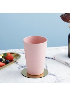 Generic 13oz Wheat Straw Simple Water Cup Tea Cup Creative Student Milk Large Capacity Coffee Eco-friendly Kitchen Utensils-Color:Powder (single)-Capacity:401-500ml  - Image 1