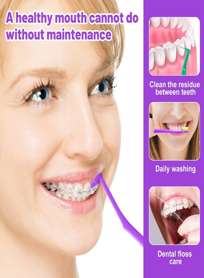 Ceonam 9-in-1 Orthodontic Oral Care Kit with Case – Toothbrush, End Tuft Toothbrush, 5 Interdental Brushes, Dental Floss, Dental Wax – Portable Hygiene Set for Braces and Daily and Travel Use (Purple - Image 4