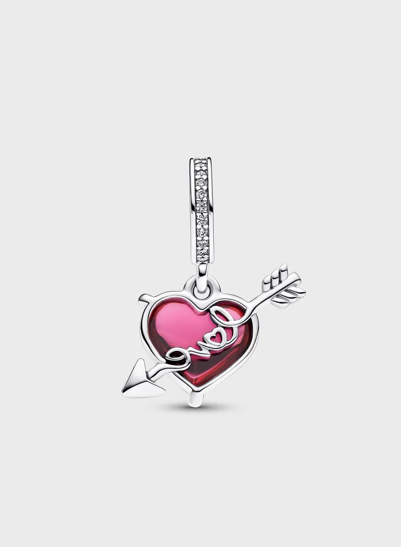 PANDORA Red Heart & Arrow Murano Glass Dangle Charm