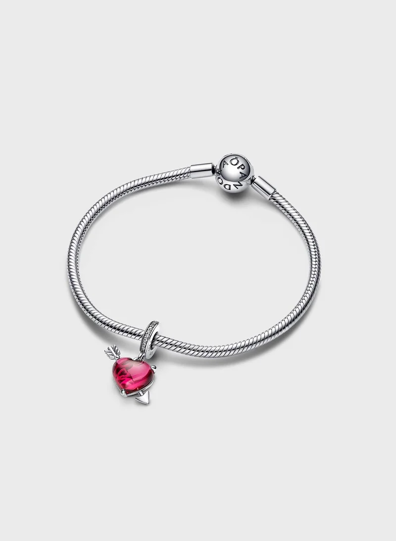 PANDORA Red Heart & Arrow Murano Glass Dangle Charm