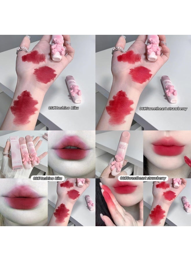 Gege Bear Tender Lip Glaze | Cute Lipstick Combo Set for Women with Glossy Finish | Pink, Brown & Nude Shades Waterproof Long Lasting | Liquid Lipgloss with Teddy Bear Case (05# Hoshino Riku, 2.5g) - Image 3
