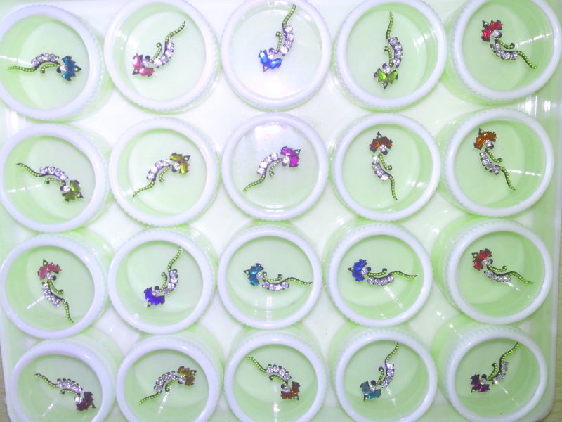 ATCUSA Bindi Box Long Multicolored Crystal Bindis Bridal face Jewels Forehead Tika (Pack of 40 Bindis) - Image 4