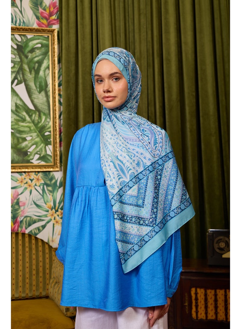 Marrakech Soft Cotton-Blend Hijab Shawl - Baby-Blue - Image 2