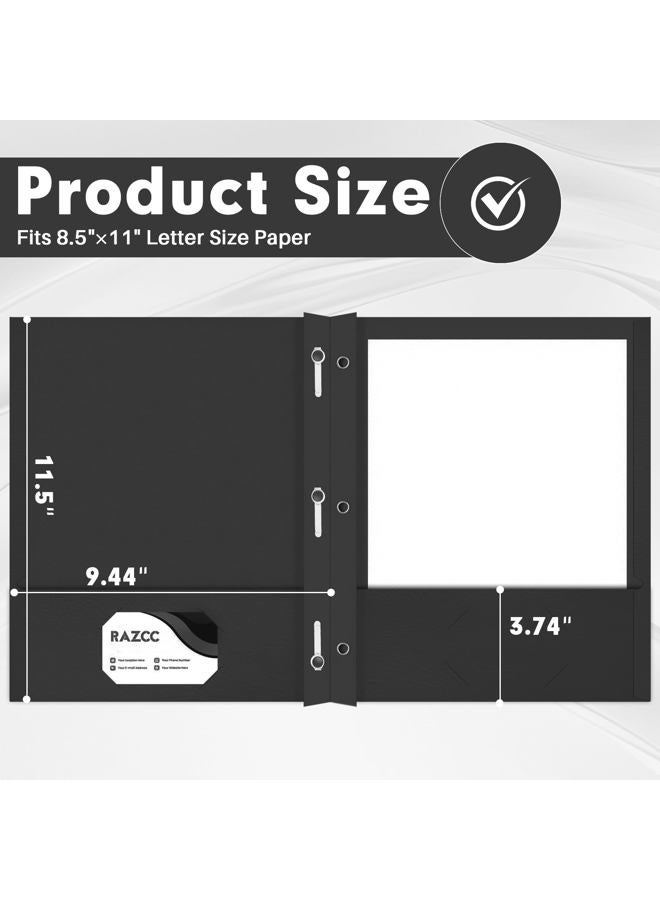 RAZCC Two Pocket Folders, 75 Pack Two Pocket Folders with Prongs, 3 Prong Folders Fit Letter Size Paper, Pocket File Folders for School Office Home Business, Black - Image 2