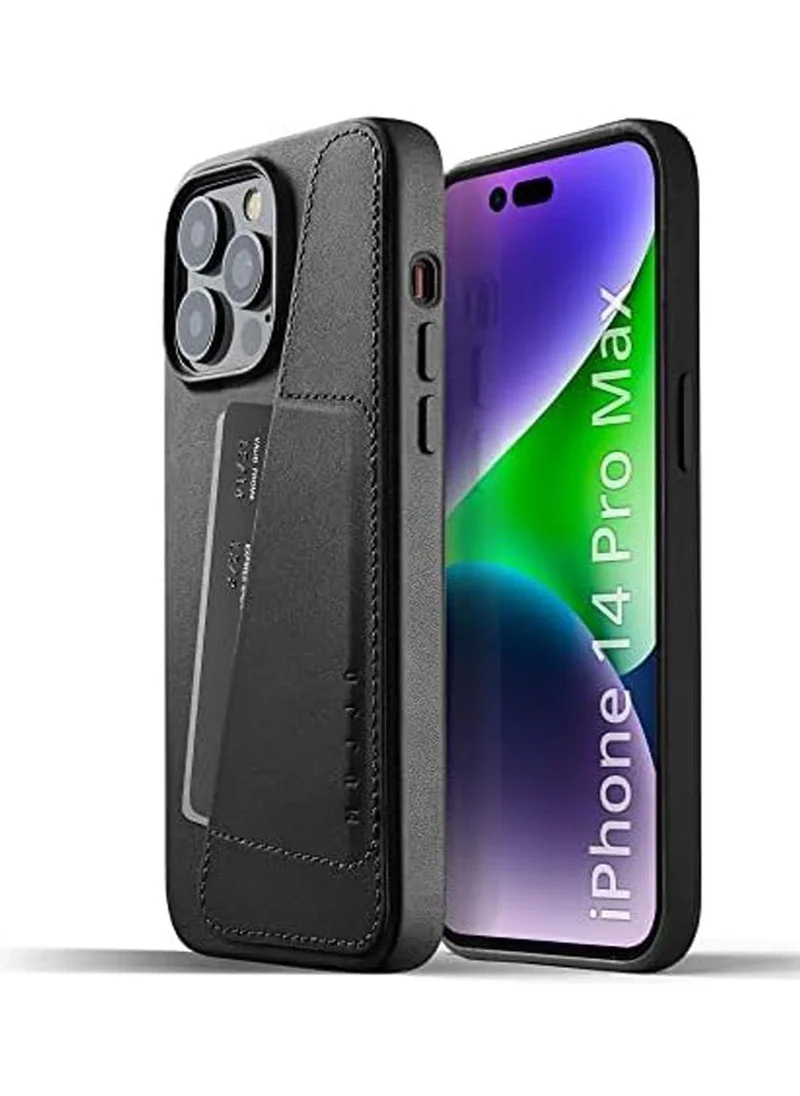Mujjo Mujjo Leather Wallet Case with Card Holder for iPhone 14 Pro Max MagSafe Compatible Ecco Leather Japanese Microfibre Interior Advanced Protection Black