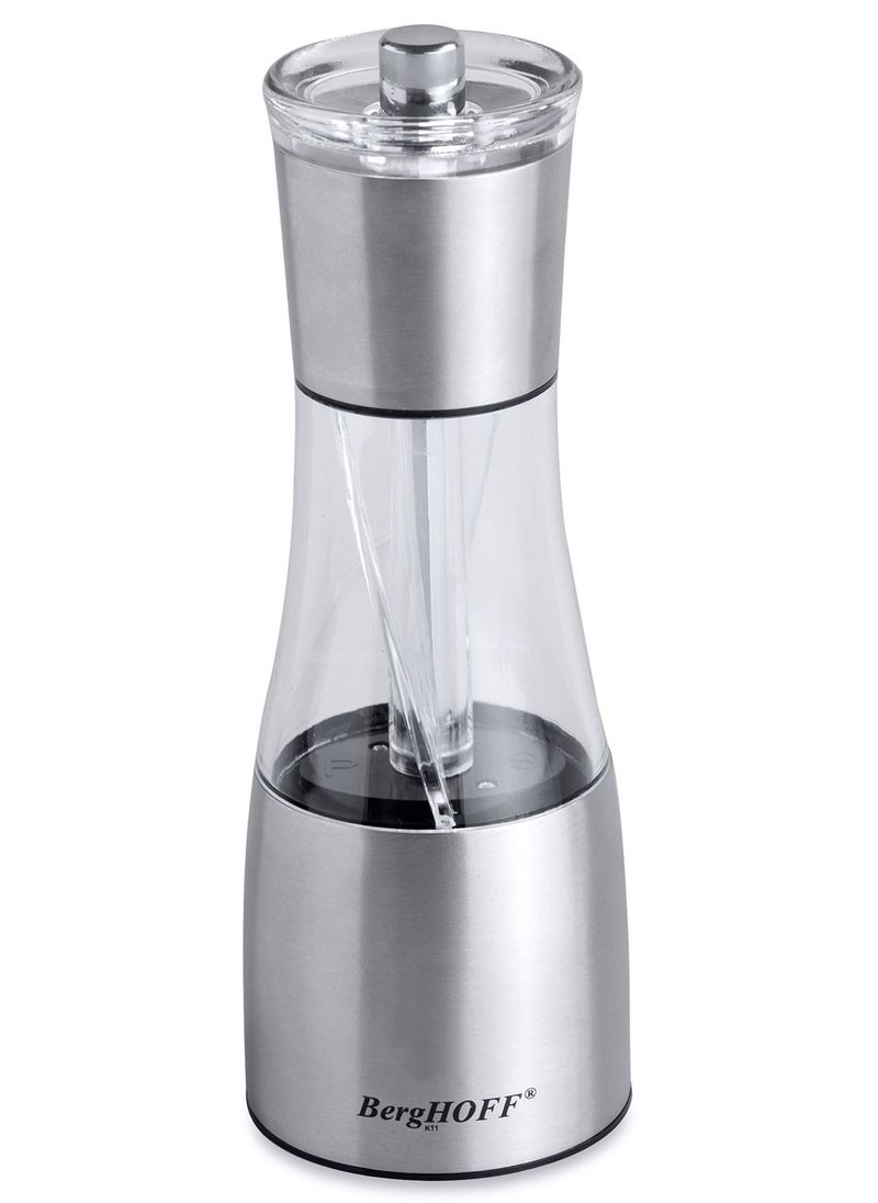 Berghoff BergHOFF Duo Salt and Pepper Mill, Ceramic Grinding Mechanism,1 Year Limited Warranty, Silver/Transparent, 7 x 7 x 19 Cm  - Image 1