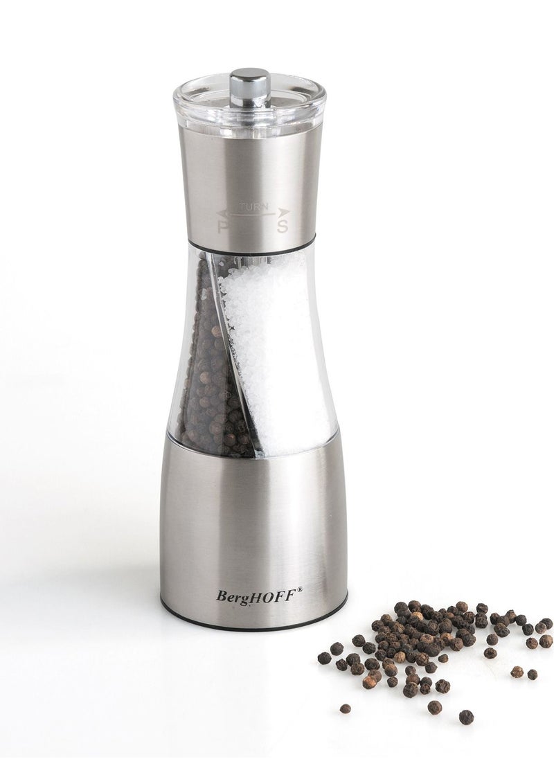 Berghoff BergHOFF Duo Salt and Pepper Mill, Ceramic Grinding Mechanism,1 Year Limited Warranty, Silver/Transparent, 7 x 7 x 19 Cm  - Image 2