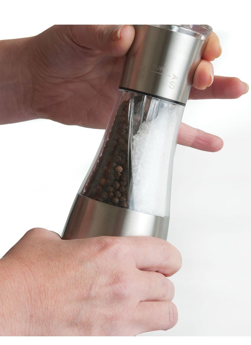 Berghoff BergHOFF Duo Salt and Pepper Mill, Ceramic Grinding Mechanism,1 Year Limited Warranty, Silver/Transparent, 7 x 7 x 19 Cm  - Image 3
