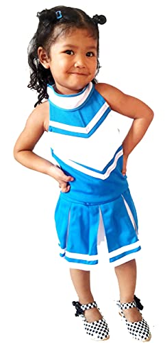 Total 2550 Little Girls' Cheerleader Cheerleading Outfit Uniform Costume Cosplay Lightblue/White (S / 2-5) - Image 5