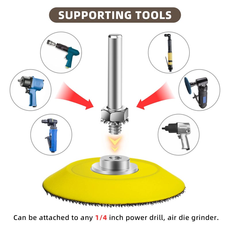 WALANG 2 Inch (50mm) Hook and Loop Sanding Pad for Sanding Discs with 1/4 Inches Shank Drill Attachment and Soft Foam Layer Buffering Pad, 5 Pack - Image 5