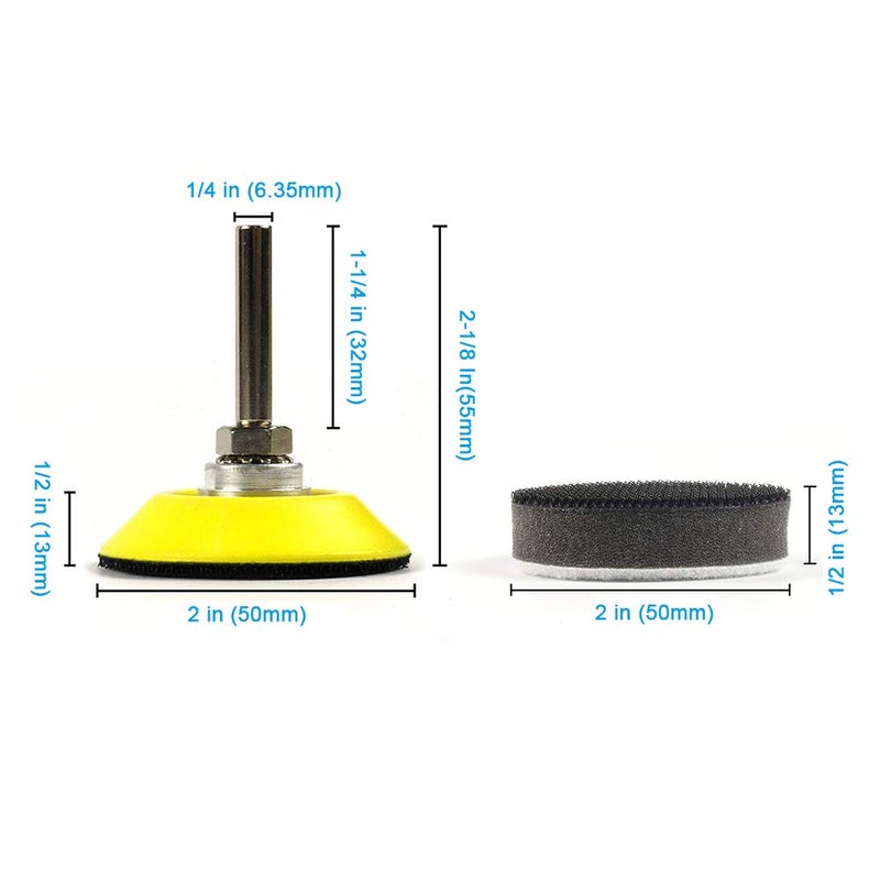 WALANG 2 Inch (50mm) Hook and Loop Sanding Pad for Sanding Discs with 1/4 Inches Shank Drill Attachment and Soft Foam Layer Buffering Pad, 5 Pack - Image 4
