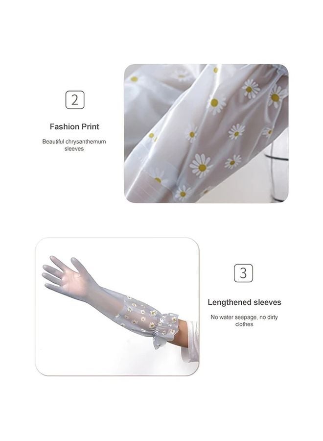 Long Household White Dishwashing Gloves L Heavy Duty Non Slip Waterproof Floral - Image 5