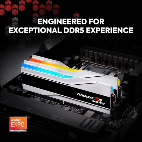 G.SKILL Trident Z5 Neo RGB Series DDR5 RAM (AMD Expo) 96GB (2x48GB) 6000MT/s CL28-36-36-96 1.35V Desktop Computer Memory U-DIMM - Matte White (F5-6000J2836F48GX2-TZ5NRW) - Image 2