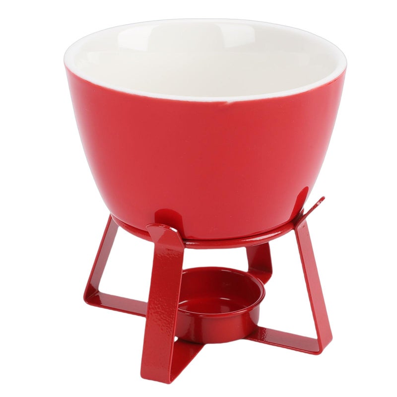 Red Ceramic Chocolate Fondue Mug with Fork for Butter Cheese Candy Melting Home Kitchen Party - Image 5
