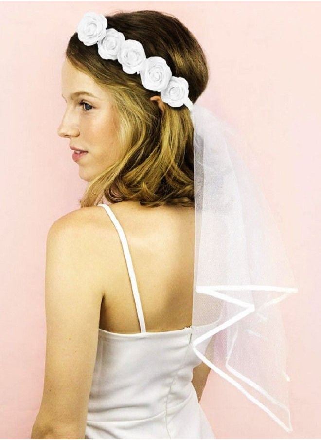Bachelorette Party Decoration Flower Headband Veil Tiara Bridal Shower Bride to Be Gift