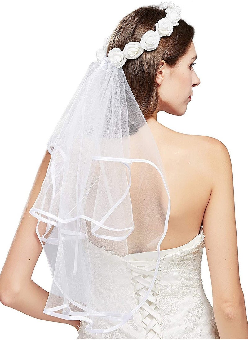 Bachelorette Party Decoration Flower Headband Veil Tiara Bridal Shower Bride to Be Gift