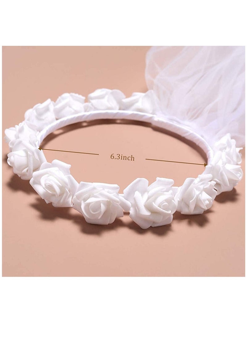 Bachelorette Party Decoration Flower Headband Veil Tiara Bridal Shower Bride to Be Gift
