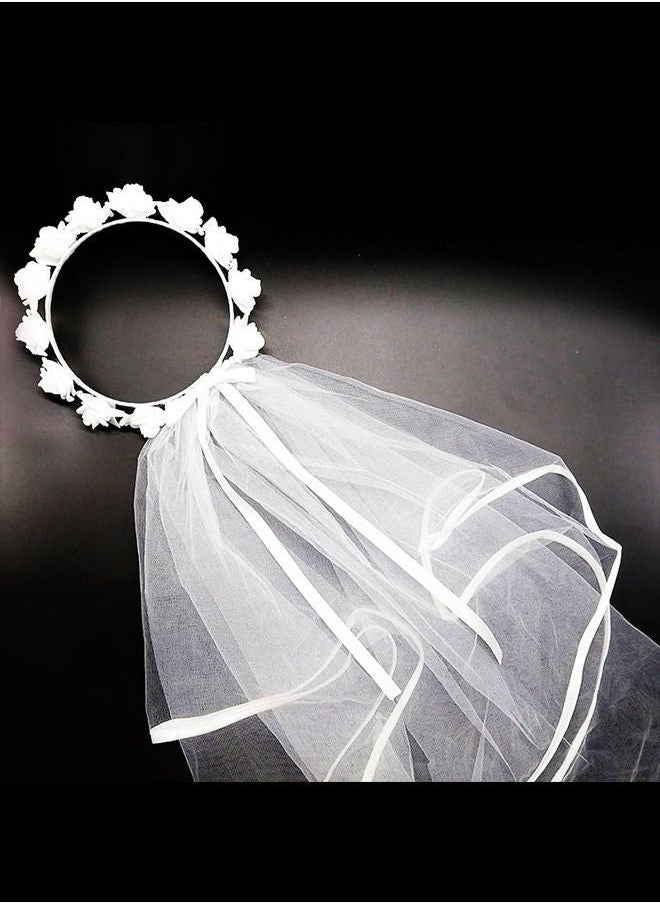 Bachelorette Party Decoration Flower Headband Veil Tiara Bridal Shower Bride to Be Gift