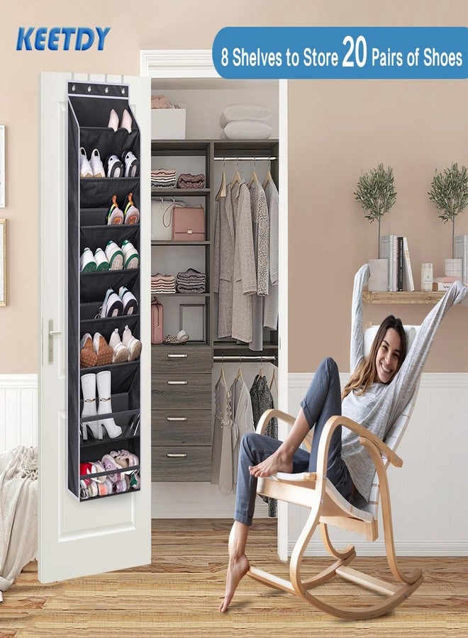 KEETDY Over The Door Shoe Rack for Door Fit 20 Pairs Sneakers Large Hanging Shoe Organizer for Closet Storage Boots, Black - Image 2