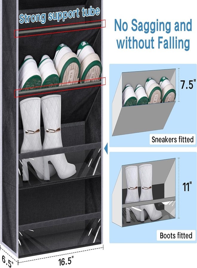 KEETDY Over The Door Shoe Rack for Door Fit 20 Pairs Sneakers Large Hanging Shoe Organizer for Closet Storage Boots, Black - Image 3