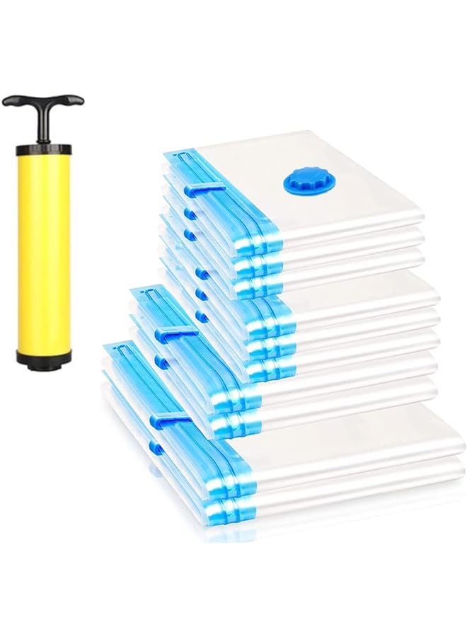 Monoptilon أكياس تخزين مفرغة من الهواء مع مضخة شفط وأكياس موفرة للمساحة للسفر وأكياس ضغط مفرغة من الهواء للبطانيات والملابس والوسائد واللحاف - Image 1