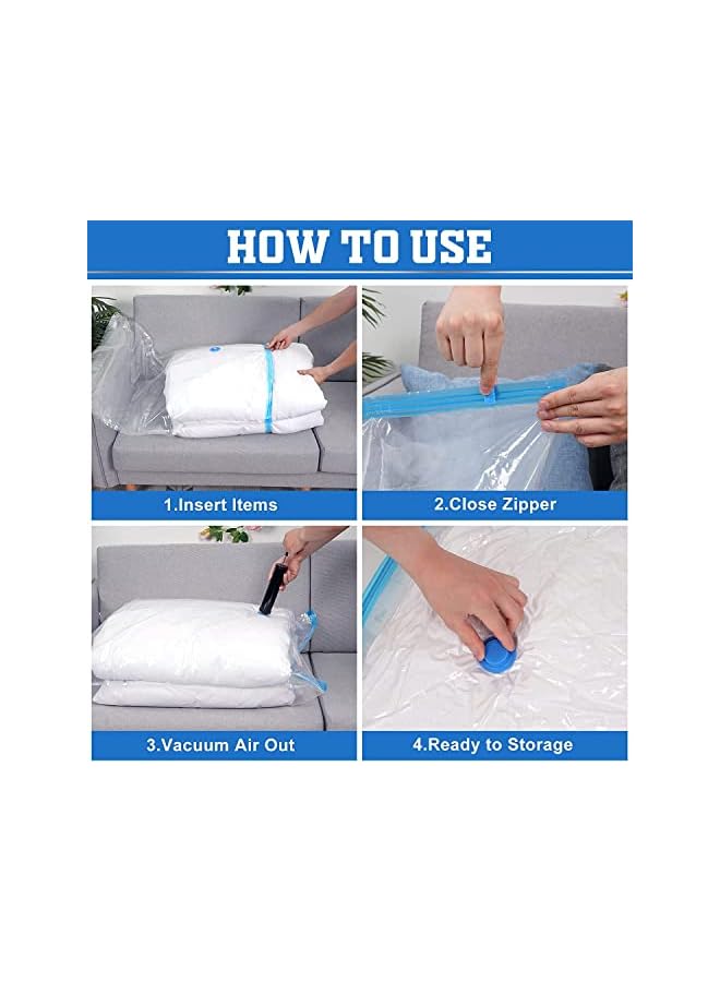 Monoptilon أكياس تخزين مفرغة من الهواء مع مضخة شفط وأكياس موفرة للمساحة للسفر وأكياس ضغط مفرغة من الهواء للبطانيات والملابس والوسائد واللحاف - Image 2