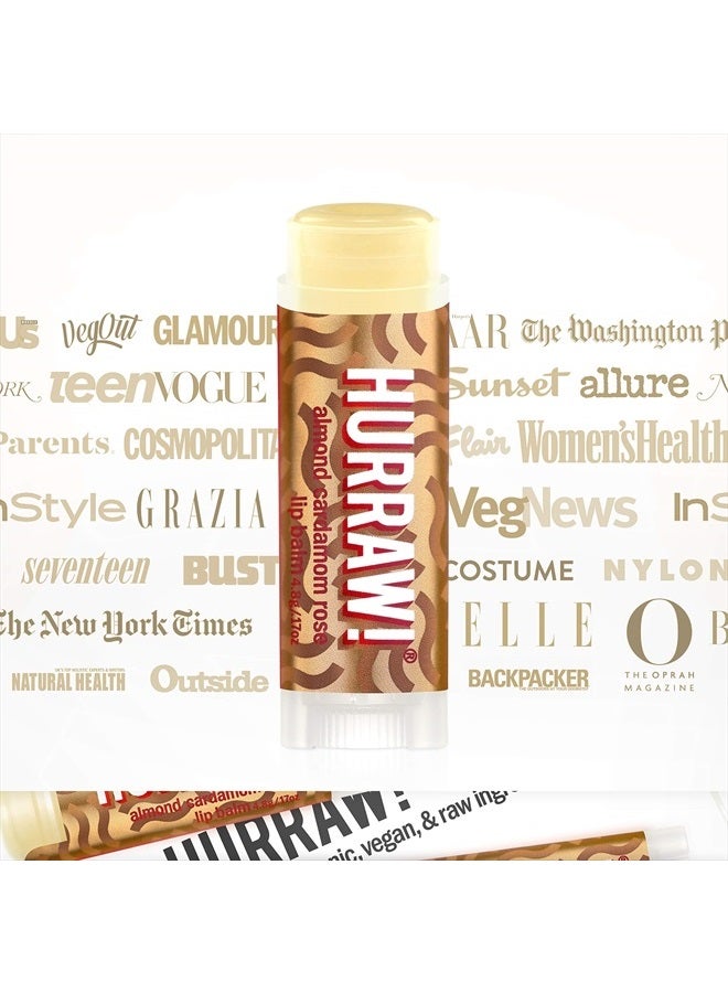 Hurraw! Almond, Cardamom, Rose (Vata) Lip Balm: Organic, Certified Vegan, Cruelty and Gluten Free. Non-GMO, 100% Natural Ingredients. Bee, Shea, Soy and Palm Free. Made in USA - Image 4