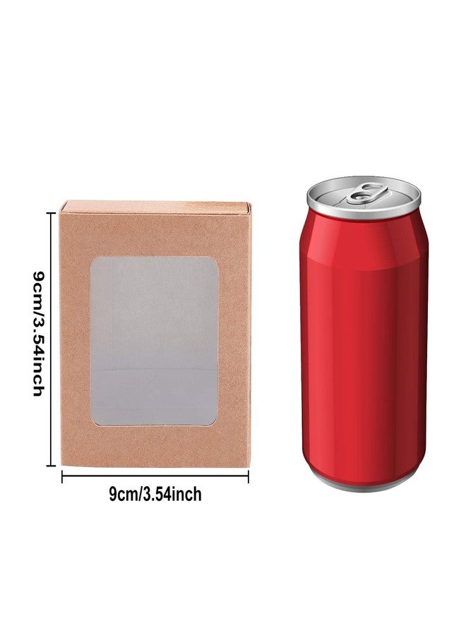 BENECREAT 20 Packs 3.5x3.5x1.2 Square Kraft Paper Gift Boxes Drawer Box with PVC Window Lid for Birthday Party Favor Treats Bakery and Candy - Image 4