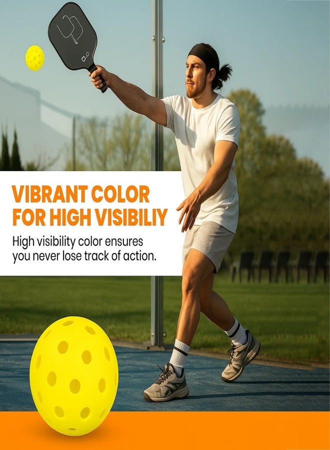 مجموعة كرات بيكلبول ديوس برو للألعاب الخارجية - (عبوة من 3 كرات بيكلبول، أكثر من 40 ثقبًا، لون أصفر) مصنوعة من مواد خفيفة الوزن ومتينة وعالية الجودة، تتميز بكرات بيكلبول ذات 40 ثقبًا دقيقًا، وكرة بادل ذات ارتداد نشط. - Image 4