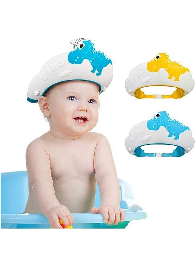 Agirlvct - - 1 Pack Baby Shower Cap For Kids Hair Washing Shield Toddler Bath Hat Baby Shower Visor Baby Shampoo Cap Head Protector Cute Dinosaur Shape Makes Baby Bath More Fun - Blue - Image 1